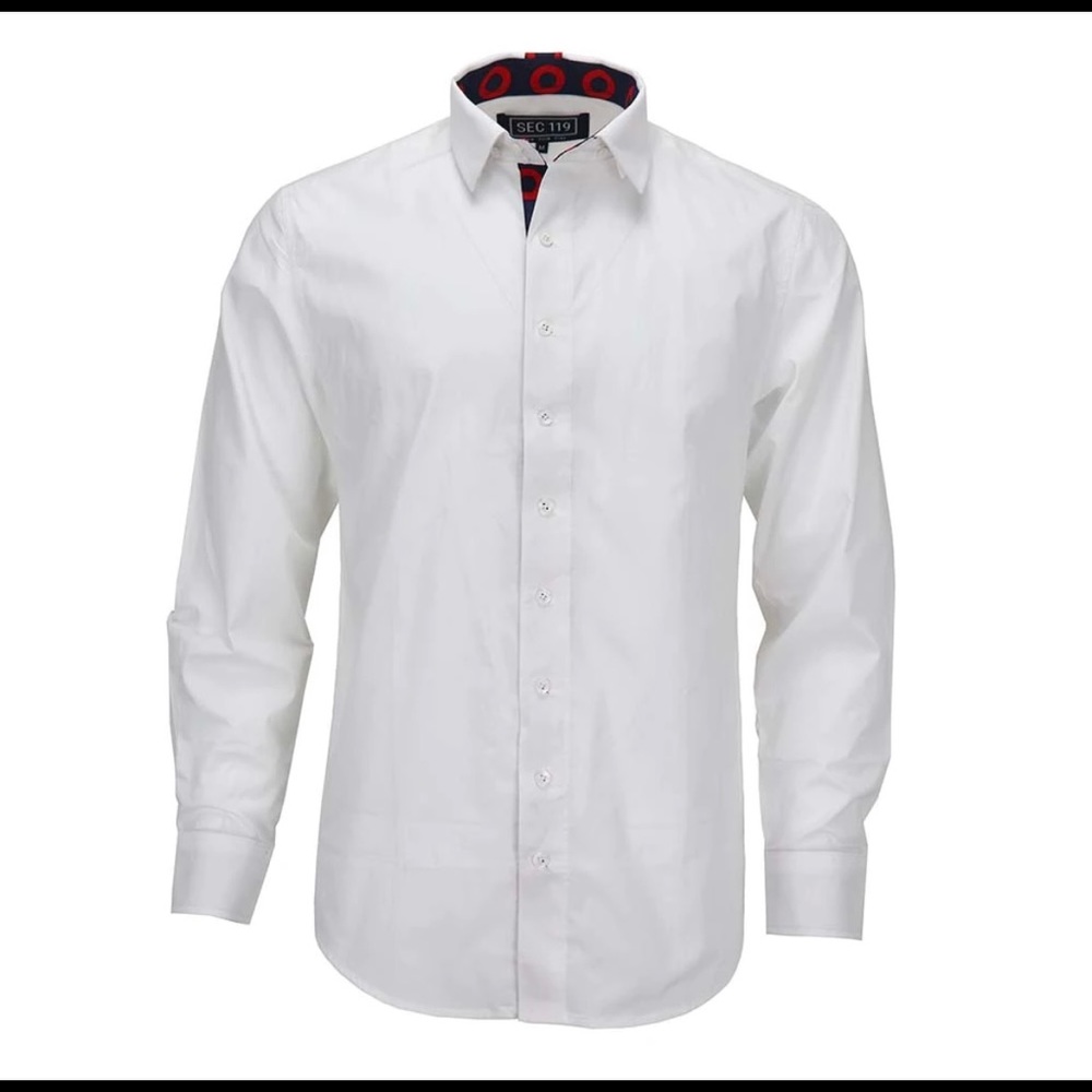 2 NWT Section 119 Chambray Donut Long Sleeve Shirt in white and blue. Size XL